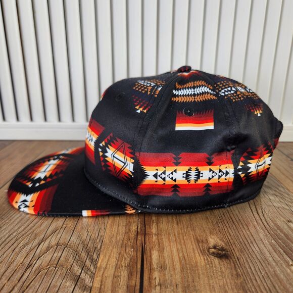 Nativo Aztec Tribal Southwestern Snapback Hat Cap Black Red Native American Flat - Picture 5 of 9